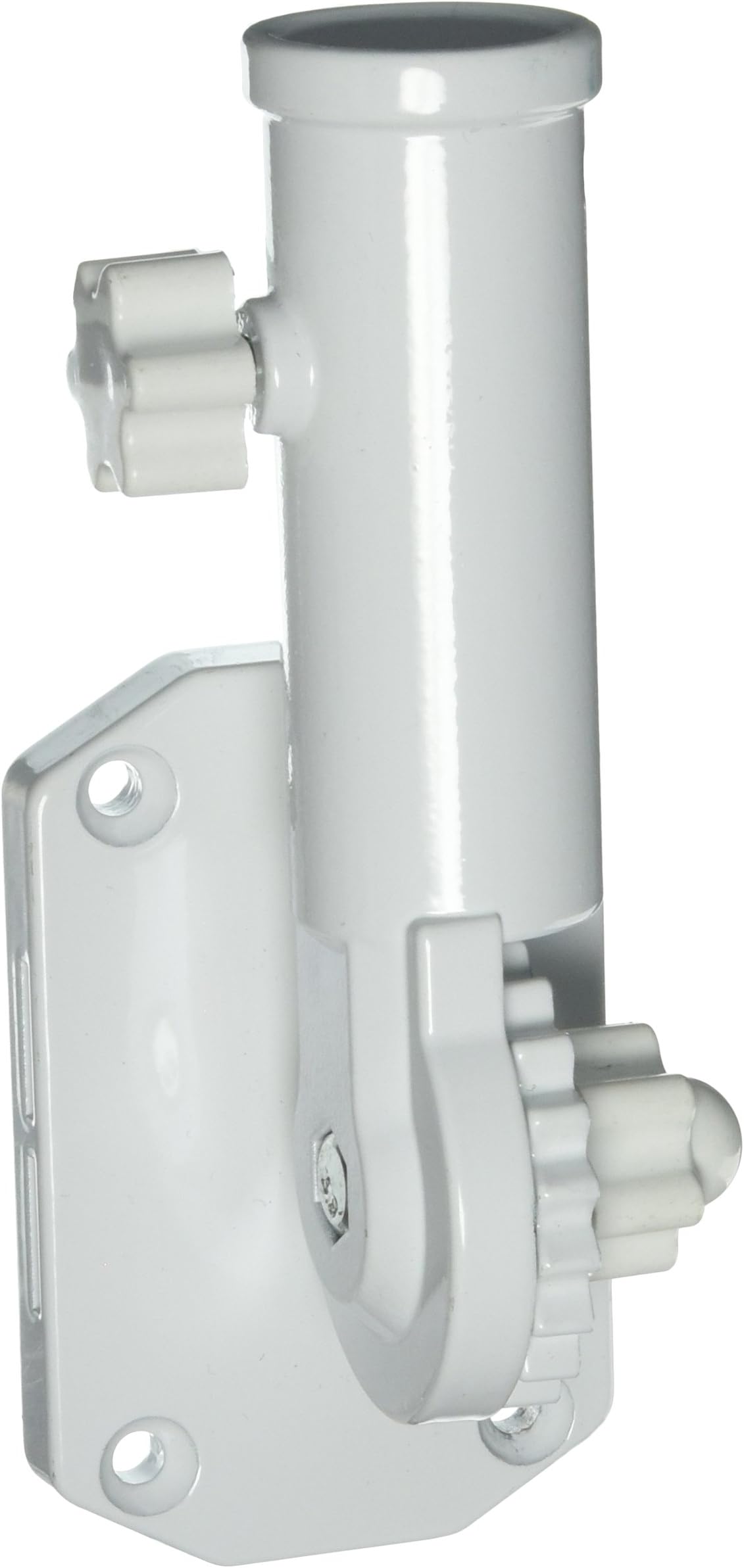 American Signature Flag Pole Bracket, Heavy Duty Adjustable Multi-Position Mount, 1" Diameter, White Powder Coated Aluminum Flagpole Holder