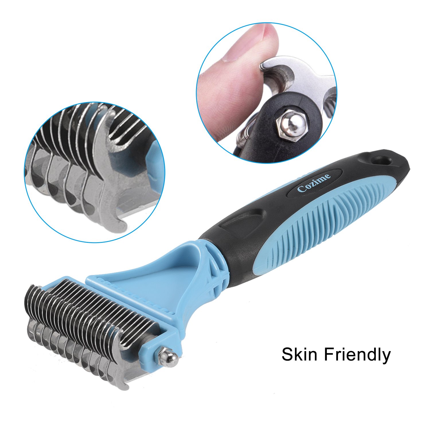 Double Sided Pet Dematting Comb with 35 Blades, Dog Undercoat Rake for Removing Mats & Tangles, Pet Grooming Brush Tool for Small, Medium and Large Breed