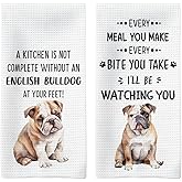 Tzhim English Bulldog Gifts Kitchen Towels Set of 2, English Bulldog Gifts for Women, English Bulldog Hand Towels, English Bulldog Dish Towels Tea Towels, Dog Kitchen Bathroom Decor, 16x24inch