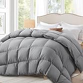 Globon Down Comforter Queen Size,All Season Duvet Insert Ultra-Soft Noiseless Shell,Mediumweight with 8 Corner Tabs, Grey…