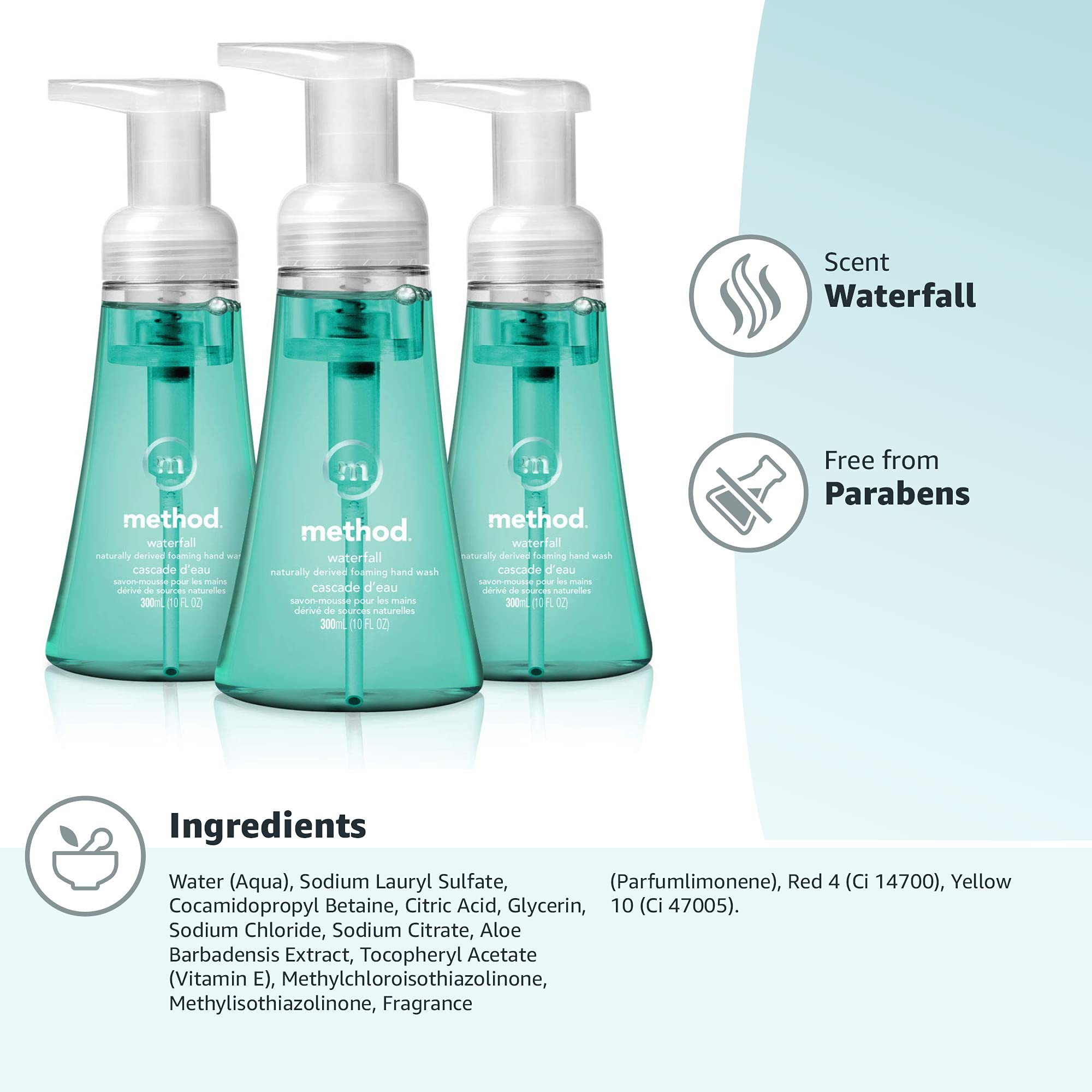 Method Foaming Hand Soap, Waterfall, Biodegradable Formula, 10 fl oz (Pack of 3)