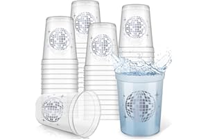 Uiifan 30 Pcs Disco Ball Cups Disco Party Favor 16 oz Reusable Plastic Bachelorette Cups for Cowgirl Birthday Wedding Bridal Shower70s 80s 90s Supplies(Clear)