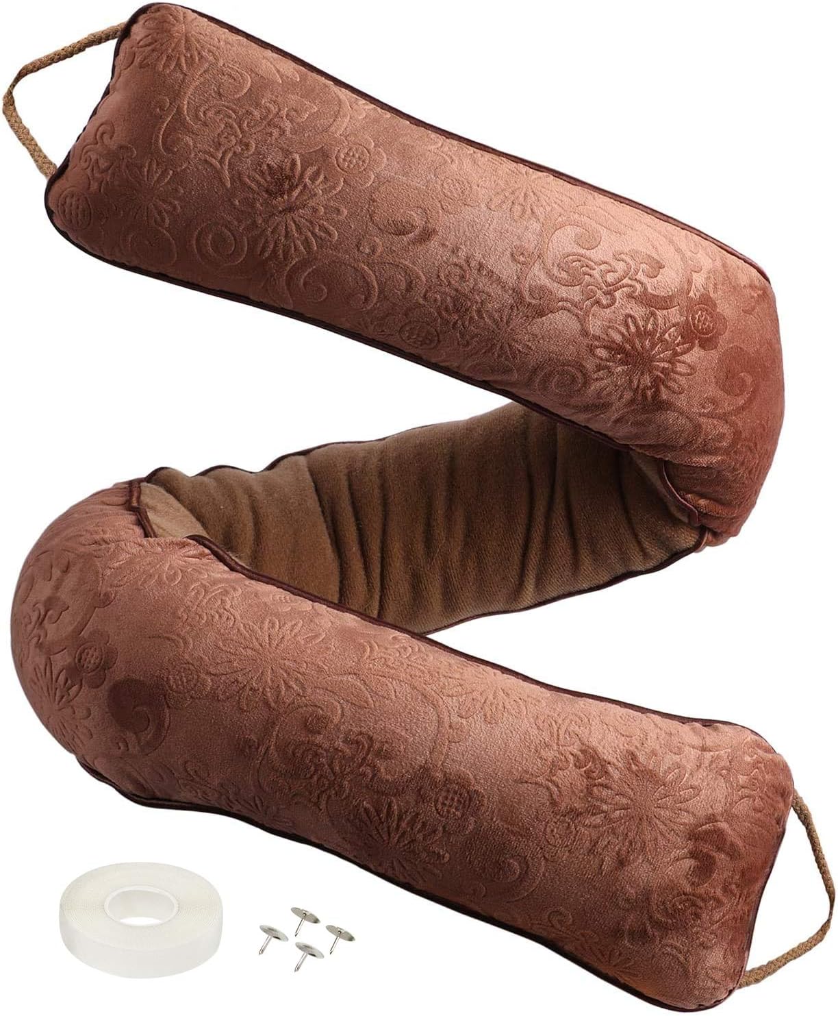 Draft Stoppers - fowong 38inch Heavy Door Draft Stopper, Under Door Noise Blocker Front Door Insulation Door Draft Guard Weatherproof Strip Energy Efficient Door Accessory (Brown)