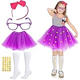Yewong Kids Chapter Book Characters Costume Accessories Set Bow Headband Glasses Frame Tutu Skirt and Socks for Halloween World Book Day