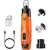 Casfuy New 6-Speed Dog Nail Grinder - Whisper Quiet Safe Pet Nail Trimmers | 50% More Power, Dust-Free, 2 LED Lights, 2000mAh Battery, Painless Pet Claws Smoothing File for All Breeds &amp; Sizes Dogs Cats