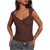 MakeMeChic Women's Sweetheart Tank Crop Tops Ruched Sleeveless Going Out Shirt