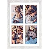 KSROECUD 9x13 Collage frame with 4 Openings 4X6 Pictures, Multiple Picture Frame with Mat, Wall or Tabletop Decor, White Wood Grain (1 Pack)