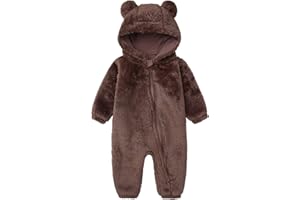 BABYMINE baby fluffy costume furry bear onesie baby fuzzy teddy bear outfit baby newborn plush clothes