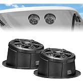 KEMIMOTO 6.5" RV Speakers with Enclosure Pods, RV Outdoor Speakers | IPX5 Water-Resistant Coaxial Speaker Box, Universal Fit for RVs, UTVs, Cars, Boats, Trunks, Golf Carts