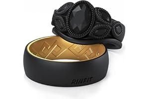 Rinfit Matching Silicone Rings for Couples - Silicone Wedding Bands Sets for Him and Her - His and Hers Ring - Patented Desig