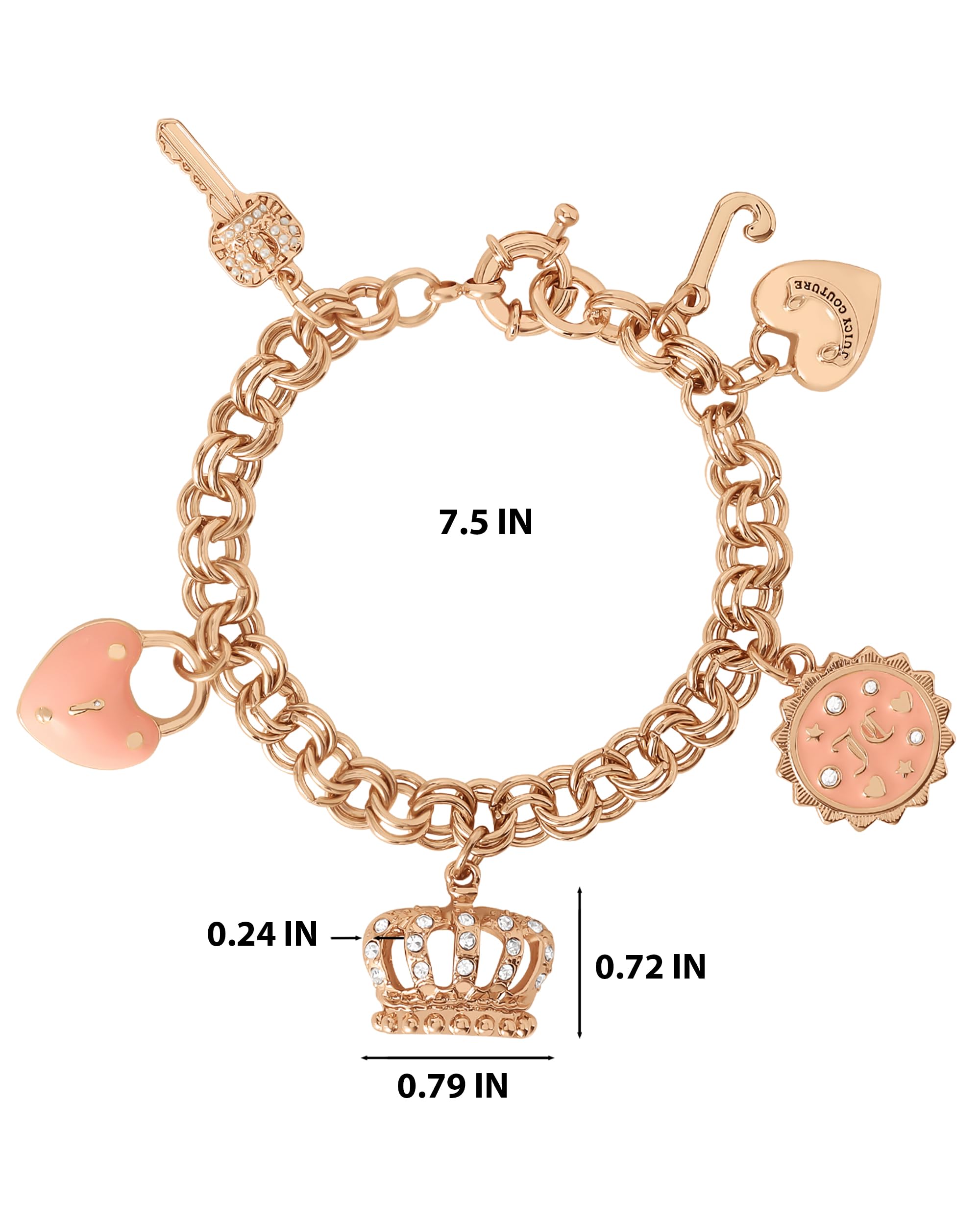 Juicy Couture Charms Bracelet with Clear Stones, 7.5