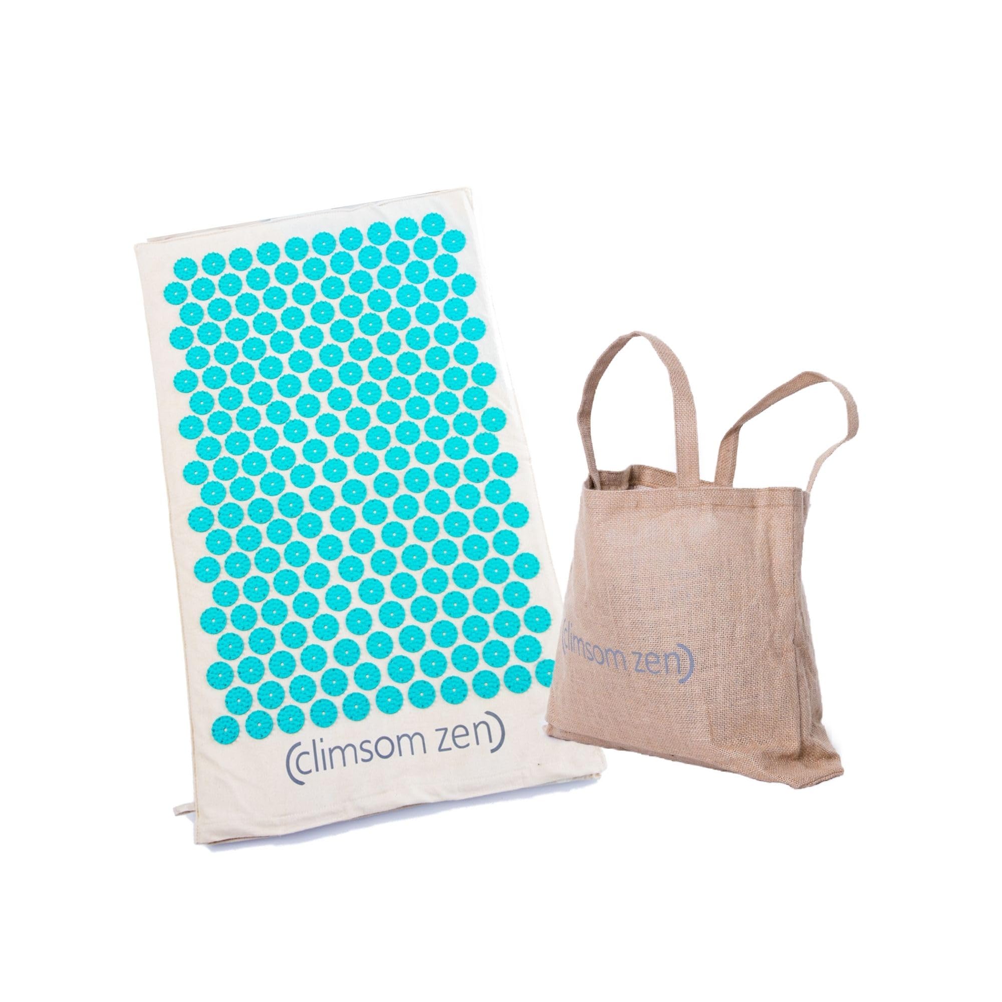 CLIMSOM Zen - Acupressure mat, 100% Natural and Organic Textiles, Burlap Bag and Advice Booklet Included, Back Massage at Home (Blue)