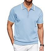 COOFANDY Men's Zipper Polo Shirt Casual Knit Short Sleeve Polo T Shirt Classic Fit Shirts