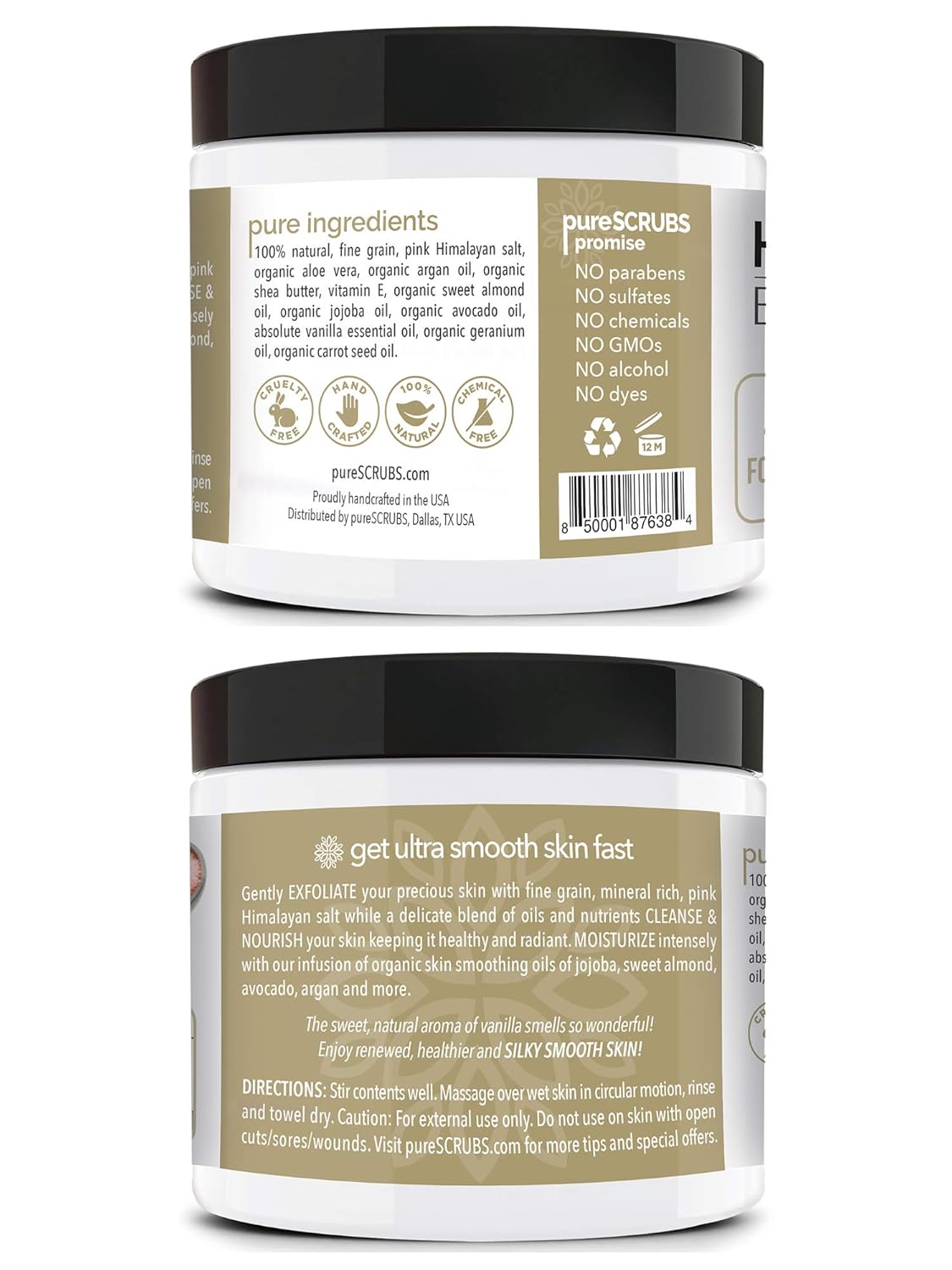 pureSCRUBS Premium Pink Himalayan Salt Body Scrub Set - Lg 16oz LAVENDER SCRUB, Organic Essential Oils & Nutrients INCLUDES Wooden Stirring Spoon, Loofah & Mini Exfoliating Bar : Beauty