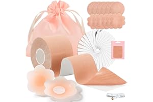 FITENOUGH Boob Tape Breast Lift Push up, Nipple Covers Invisible, Double Sided Body Tape, Boobtapes for Large Breasts A-G Cup