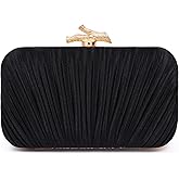 Nexellent Purses for Women Evening Bag Handbags Formal Pleated Clutch Bag with Chain for Prom Wedding Party Black-tie affairs