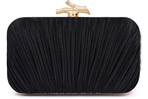 Nexellent Purses for Women Evening Bag Handbags Formal Pleated Clutch Bag with Chain for Prom Wedding Party Black-tie affairs