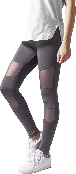Urban Classics Damen Leggings Tech Mesh Yoga-Fitness-Hose, lange Streetwear- & Sporthose mit Netzeinsätzen