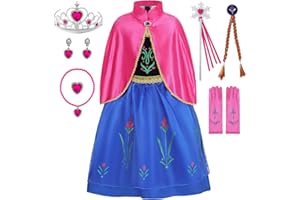 Aoiviss Princess Anna Dress for Girls Frozen Princess Costume Fancy Dress up for Halloween Carnival Snow Party Cosplay
