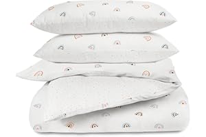 MakeMake Organics GOTS Certified Organic Cotton Twin Duvet Cover Set (88" x 68") – Reversible, Soft, Breathable, Hypoallergenic – Includes 1 Pillowcase (20" x 30"), (Dotty/Rainbow)