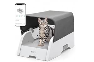 KYKY 2 in 1 Self Cleaning Litter Box with APP Control, Open or Covered Canopy Design to Meet Cats' Varying Preferences, Large Automatic Cat Litter Box for Multiple Cats, Quiet, Odorless & Safe