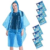 TUNCHMO Disposable Rain Ponchos 6 Pack for Adults/Kids/Family Set-50% Thicker Emergency Ponchos
