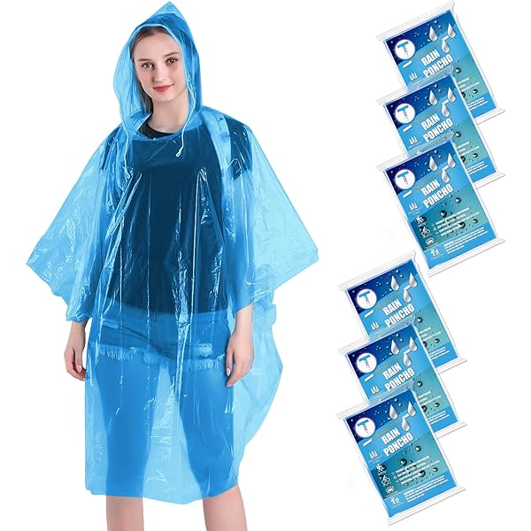 Amazon.com: Rain Ponchos for Adult with Drawstring Hood - 6
