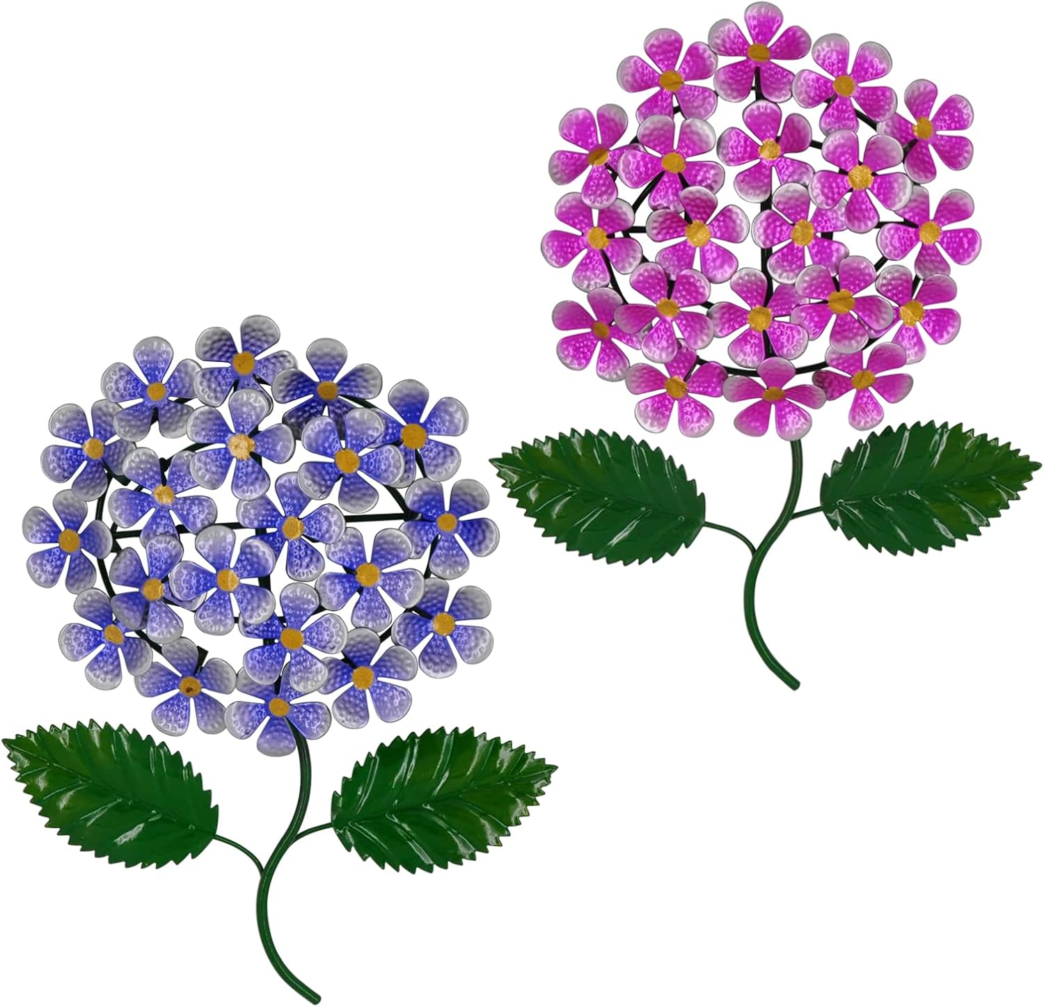 Plaques & Wall Art - wotieuns Metal Flowers Wall Decor Metal Flowers Outdoor Decor Metal Art Wall Flowers Wall Decor Suitable Hanging for Patio Fence Garden Yard Indoor and Outdoor Set of 2