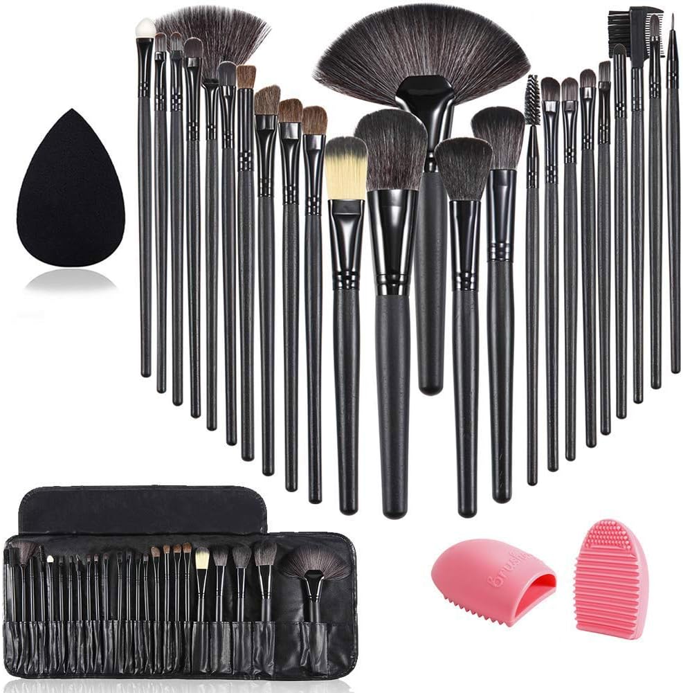 Start Makers Makeup Set with Brush Organizer Beauty Blender, Sponge and Brush Cleaner (Pink, Black) -24 Pieces