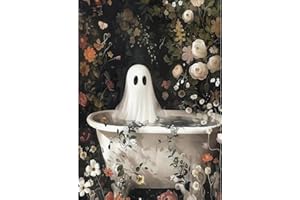 KAIXINE Halloween Ghost Bathtub Stamped Cross Stitch Kits for Adults Beginner,Ghost Cross Stitch Kits Printed Stitching Patterns Dimensions Needlepoint Art Crafts Embroidery Kits for Adults Beginners 12x16 In