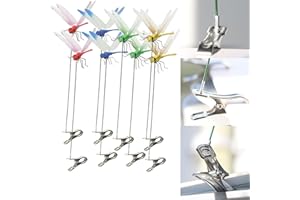 PCTC 8 PCS Fake Dragonfly Clips,3D Outdoor Dragon Fly Decor Clip on Dragonfly for Bugs Dragonfly Garden Stakes Gardening Decoration Insert Plaque Yard Ornaments Outdoors