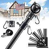 LAKEROD House Flag Pole Kit - 5ft Heavy Duty Metal Flag Pole Holder for Outside House,Tangle Free 3x5 Flagpole with Multi-Position Mounting Bracket for Porch,Outdoor