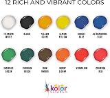KOLOR KINGDOM 12 Colour Acrylic Paint Set with 3 Brushes view 3