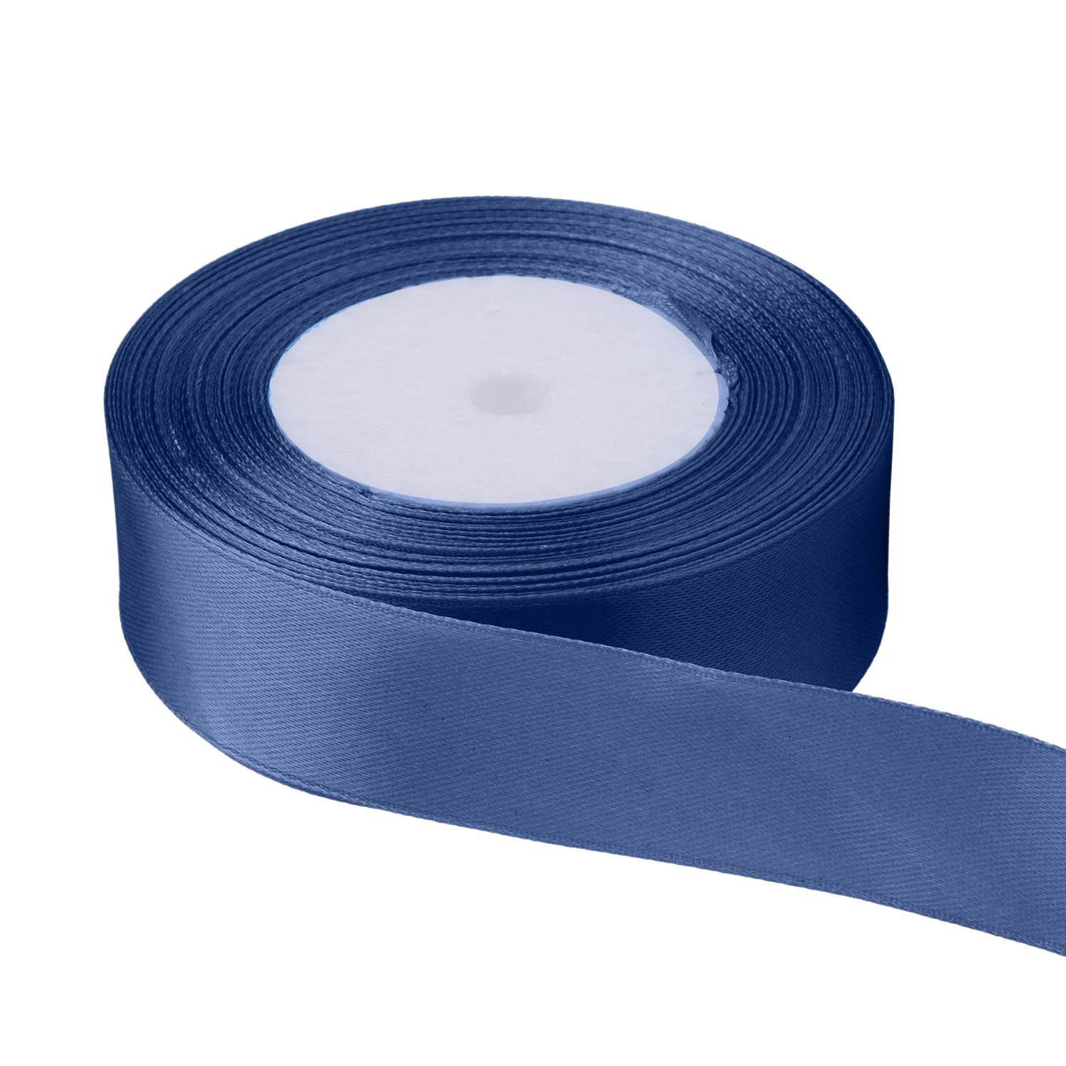 Trimming Shop 25mm Double Sided Satin Ribbon 25 Metres Roll - 100% Polyester Craft Ribbon for Gift Wrapping, Bow Making, Sewing, Wedding Decoration, Hair Accessories & DIY Crafts, Navy Blue