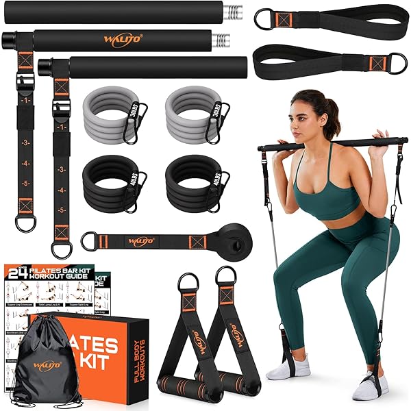 Prix Kit de barre Pilates pour entraînement à domicile| GYM | FITNESS - 2 bandes de résistance aux exercices en latex - Bâtons à 3 sections - Équipement de musculation tout-en-un pour