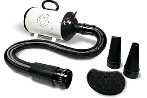 FLYING PIG GROOMING Flying Pig High Velocity Dog Pet Grooming Dryer w/Heater (Flying One, White w/Black Logo)