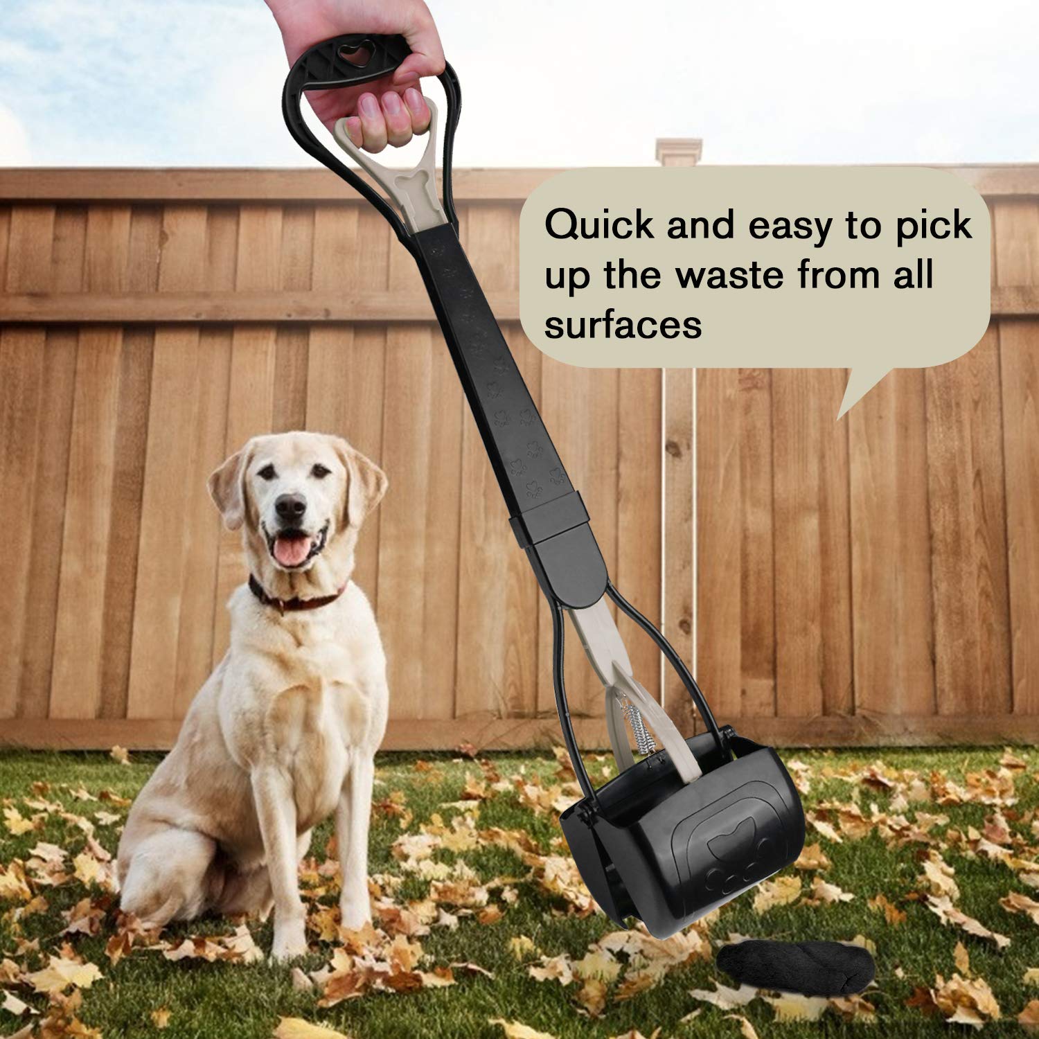 TIMINGILA Long Handle Pet Pooper Scooper for Dogs and Cats with High Strength Material and Durable Spring Easy to Use for Grass, Dirt, Gravel Pick Up (Apricot)