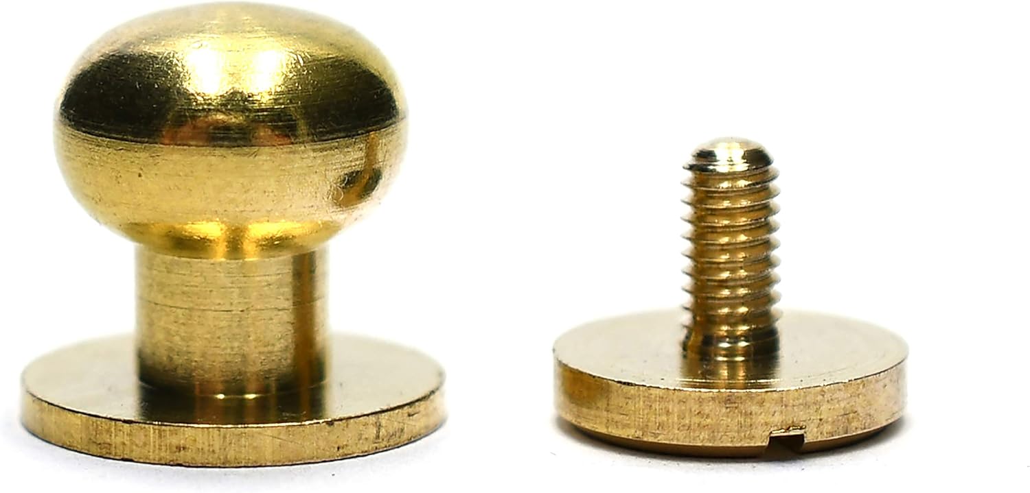 SILMEN Quality Solid Brass/Zinc Alloy Sam Browne/Round Head Button Stud Screw Rivets Decoration 10 pcs for Leathercraft DIY