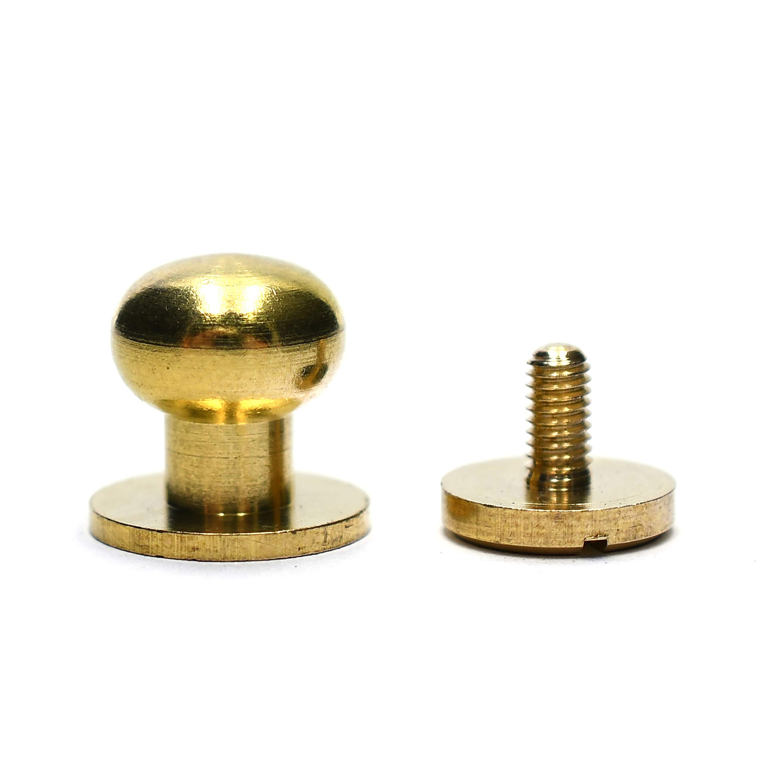 SILMEN Quality Solid Brass/Zinc Alloy Sam Browne/Round Head Button Stud Screw Rivets Decoration 10 pcs for Leathercraft, DIY, Leather Hardware, Handcraft (10 mm)