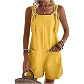 Floerns Women's Summer Sleeveless Overall Romper Knot One Piece Beach Short Jumpsuit