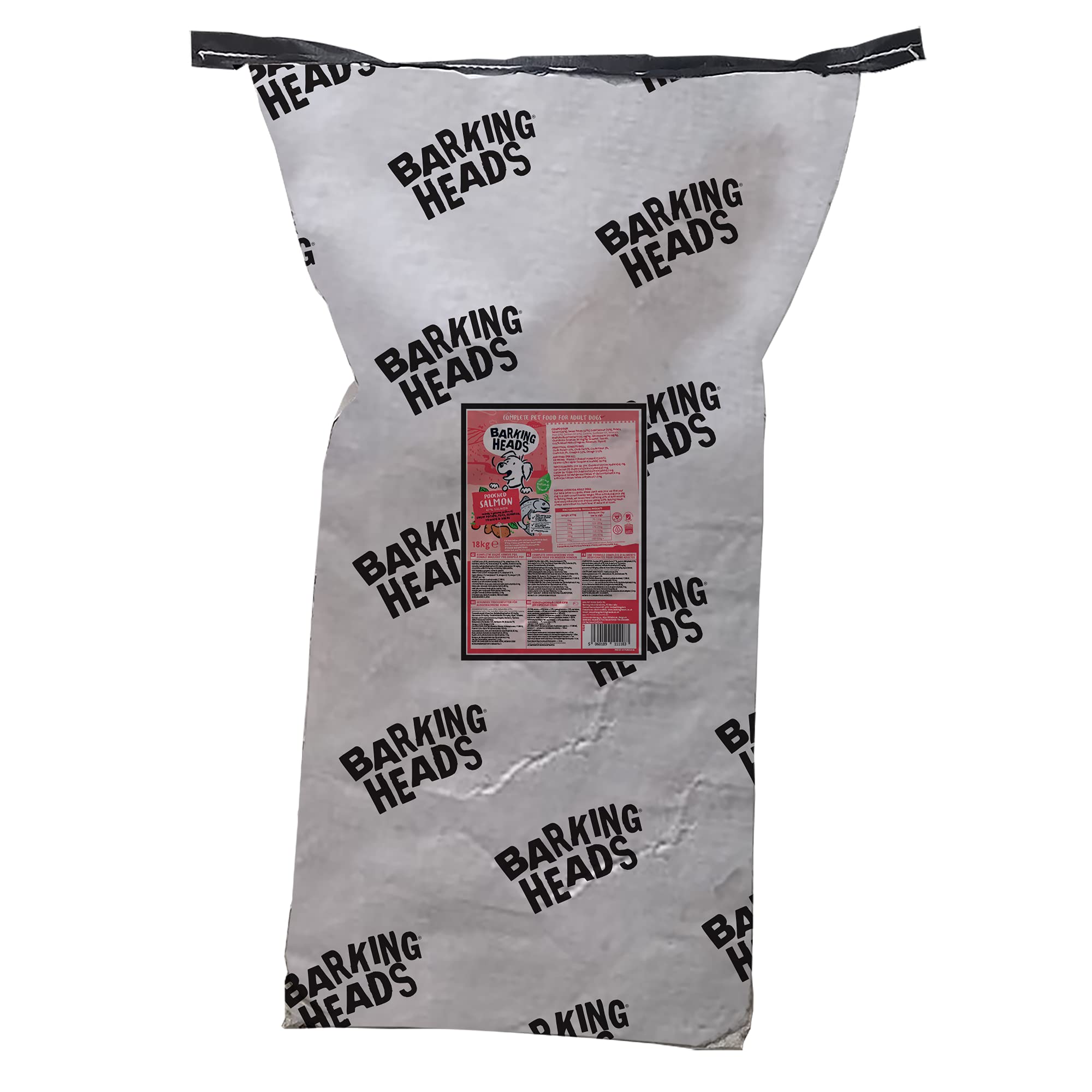 Barking Heads Complete Dry Dog Food 18kg - Adult All Hounder Hair Necessities Salmon - Natural Grain Free Hypoallergenic for Skin & Coat - Vet Approved