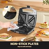 Aigostar 800W Sandwich Toaster 2 Slice Non-Stick Cool Touch Handle Black view 3