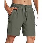 SERAMY Mens Hiking Cargo Shorts 7" Quick Dry Lightweight Stretch Drawstring Shorts with Zipper Pockets for Hiking Golf Casual