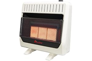 HearthSense IR26T-BB Ventless Dual Fuel Infrared Space Heater with Thermostat Control for Home and Office Use, 30000 BTU, Heats Up to 1400 Sq. Ft., Includes Wall Mount, Base Feet, and Blower, White