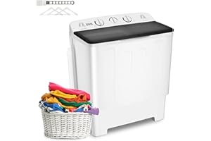Doghly Compact Mini Twin Tub Washing Machine with Drying Rack, 13lbs Portable Laundry Washer and 9lbs Spinner, Convenient and Efficient for Dorms, Apartment (22lbs)