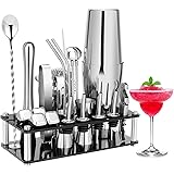 Cocktail Shaker Set, 23-Piece Boston Stainless Steel Bartender Kit with Acrylic Stand & Cocktail Recipes Booklet, Professiona