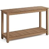 Stoog All-Weather Patio Console Table, 2-Tier Outdoor Table with Adjustable Feet, Never Fade or Rot, for Backyard, Deck, Entr