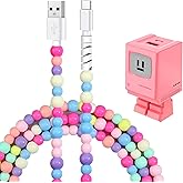 Aolcev USB C Cable for iPhone Charger Fast Charging Robot USB C Wall Charger Block 30W Cute Beaded Type C Cord Fast Charging Blocks for iPhone 17 16 15 Pro Max iPad Galaxy S25 Phone Charging Colorful