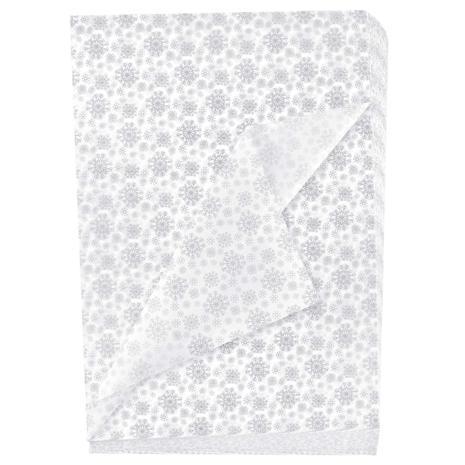 MIAHART 100 pcs Silver Christmas Snowflake Tissue Paper Sheets 50 * 35cm Christmas Wrapping Paper for DIY and Craft Gift Bags Decorations