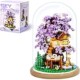 DIY Flower Building Toy Sets Miniature Cherry Blossom Tree House Building Kit, Purple & Yellow Sakura Flowers, Building Block